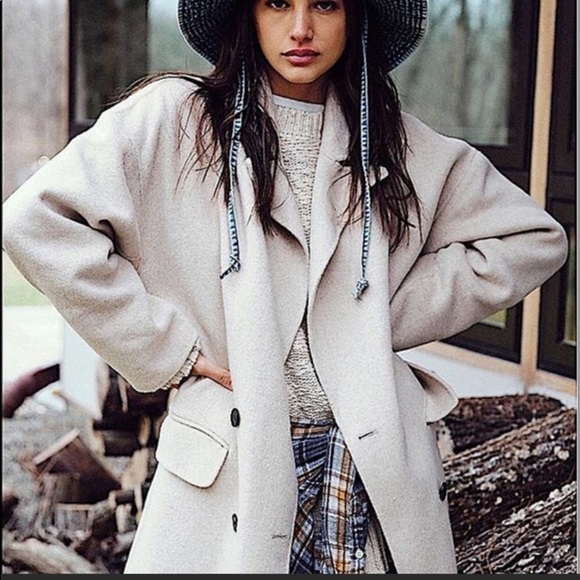 NWT Free People Adore You Wool Coat Medium or Large Sand - Picture 3 of 17